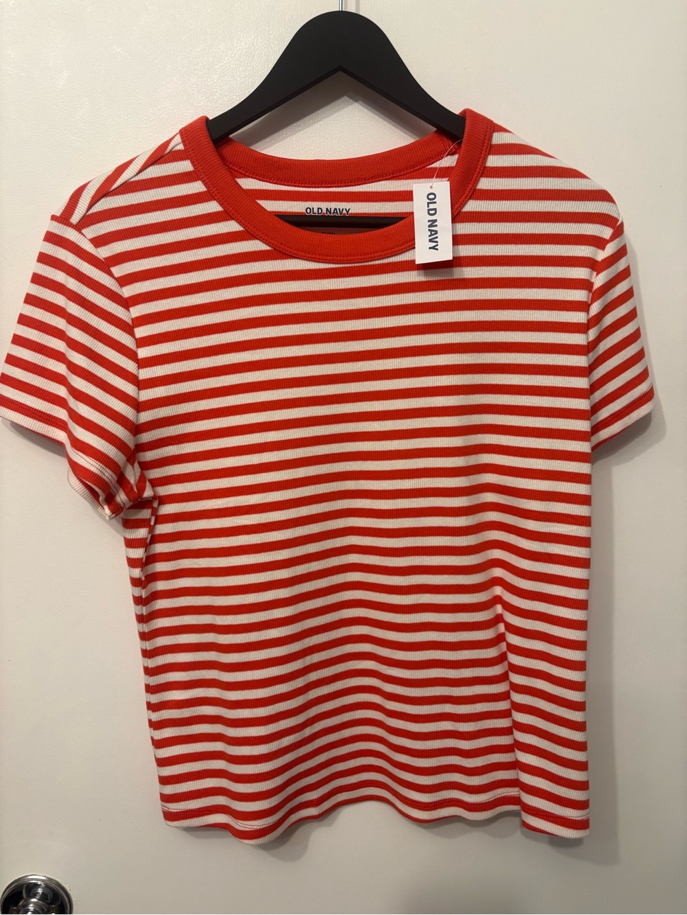 Old Navy Orange & White Striped Short Sleeve Tee